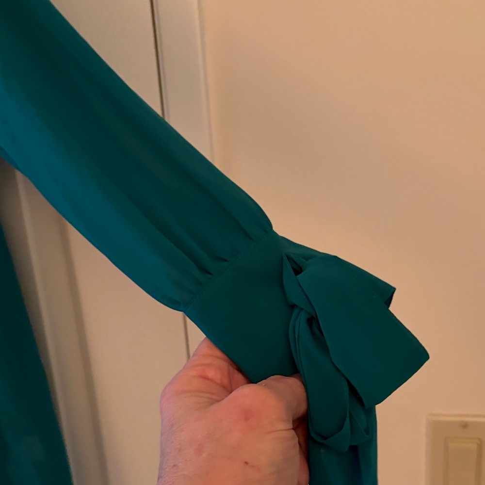 Love & Legend Teal V-Neck Blouse - Picture 2 of 4